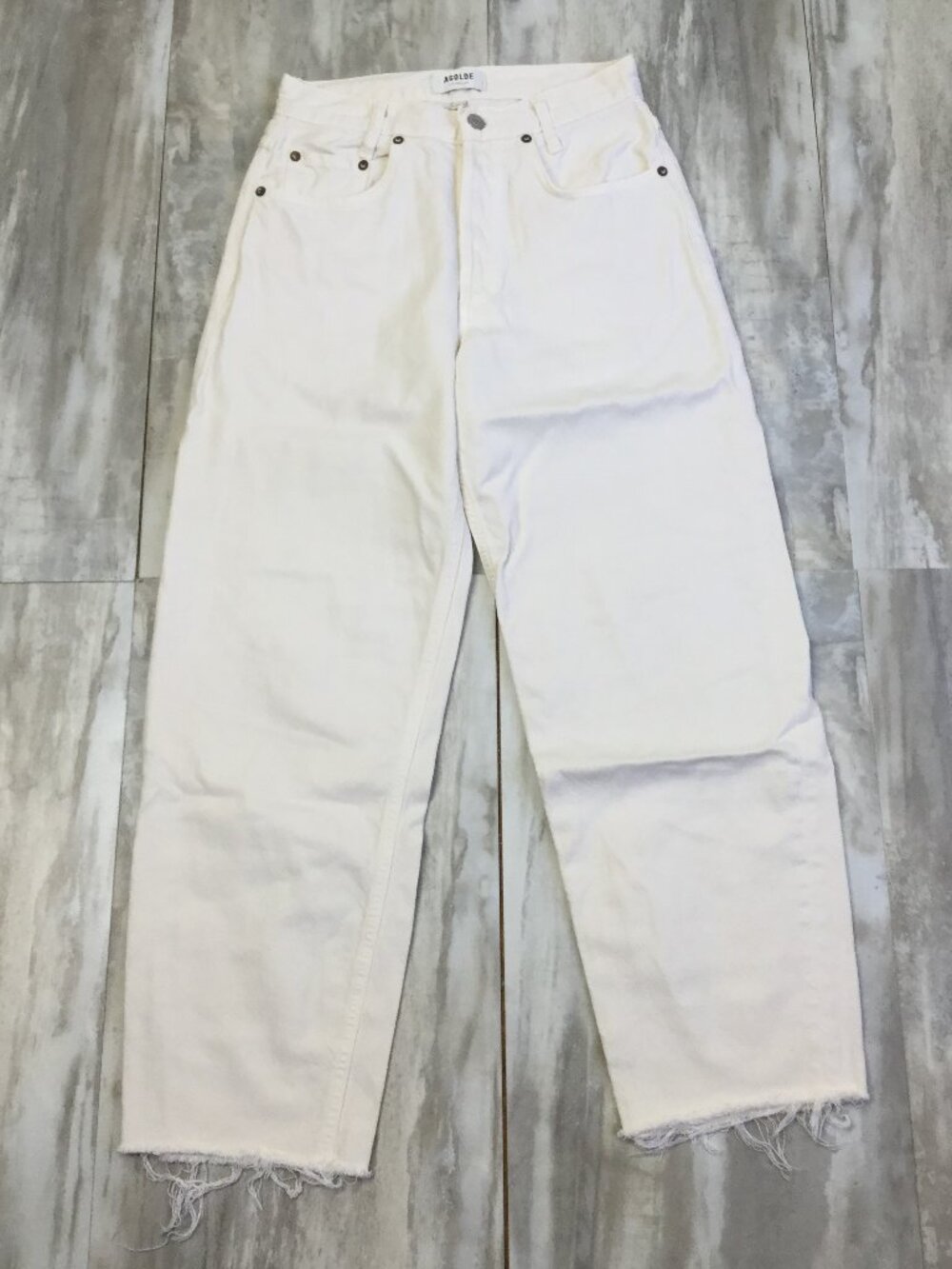 Agolde Cream Hi Rise Raw Hem Jean 25